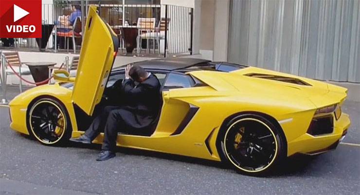 видеоприкол с Lamborghini Aventador Roadster в Лондоне