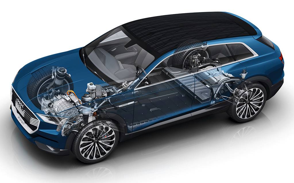 основные узлы и агрегаты премиального кроссовера Audi Q6 E-Tron Quattro 2017-2018 года